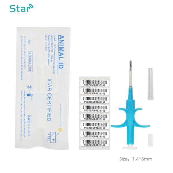 New Type Animal Syringe with Imported EM4305 Chip 1.4x8MM Small Size Microchip Injector 134.2KHz FDX-B PET ID Chip with ISO11784