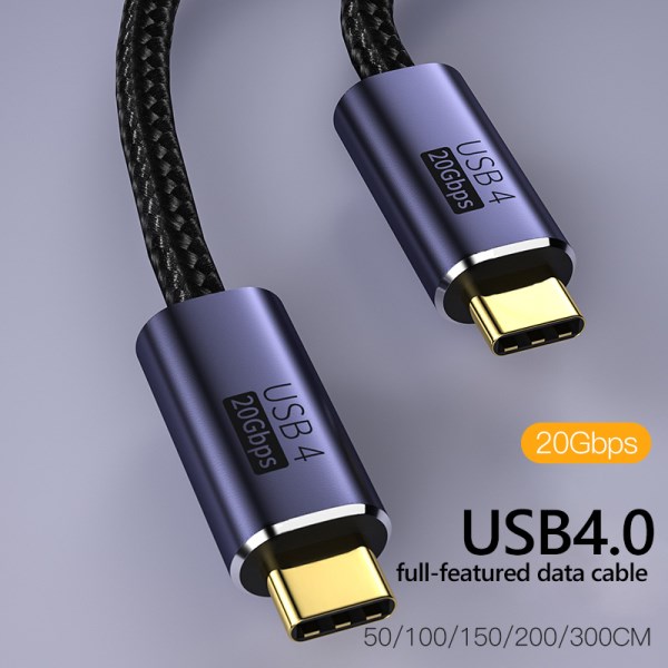 USB 4.0 Cable 100W Type-C Male to Male Fast Charging 20Gbps 8K 60Hz PD 100W USB 4.0 Transfer Data Wire Cord Charger wEmark Chip