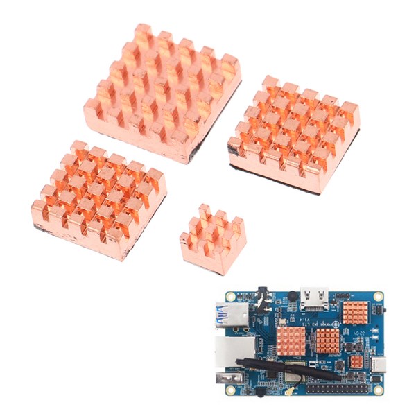 4PcsSet Pure Copper Heatsink For Orange Pi 3 LTS CPU Chip Cooling Heat Sink Kit