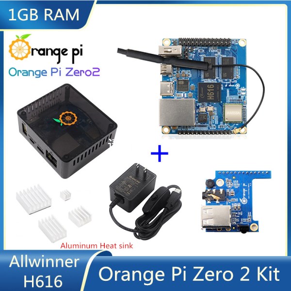 Orange Pi Zero 2 Kit with Power Supply And Case Single Board Computer H616 Chip 1G BT5.0 WIFI Run Android10 Ubuntu Debian OS