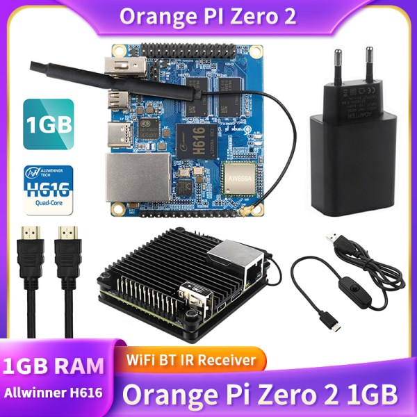 Orange Pi Zero 2 1GB RAM Allwinner H616 Chip WiFi BT IR Receiver Gigabit Ethernet Run Android 10 Ubuntu Debian OS Single Board