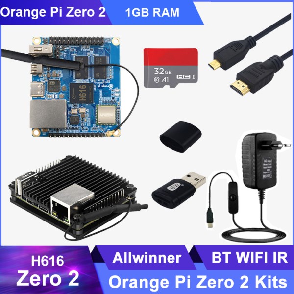 Orange Pi Zero 2 1GB RAM Allwinner H616 Chip BT Wifi IR Receiver Orange Pi Zero 2 Single Board for Android 10 Ubuntu Debian OS