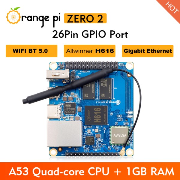 Orange Pi Zero 2 Allwinner H616 Chip 1GB RAM BT5.0 WIFI SBC 1000M Ethernet Single Board Computer Run Android 10,Ubuntu,Debian OS