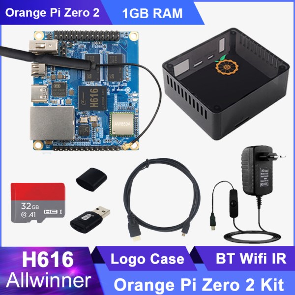 Orange Pi Zero 2 1GB RAM ABS Case Kit Allwinner H616 Chip BT Wifi IR Receiver Orange Pi Zero 2 for Android 10 Ubuntu Debian OS
