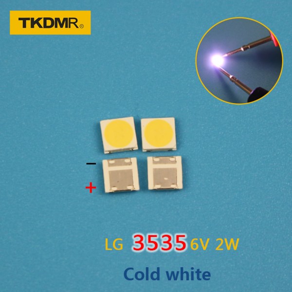 TKDMR 30PCSLot For LG SMD LED 3535 6V Cold White Chip-2 2W For TVLCD Backlight TV Application free shipping