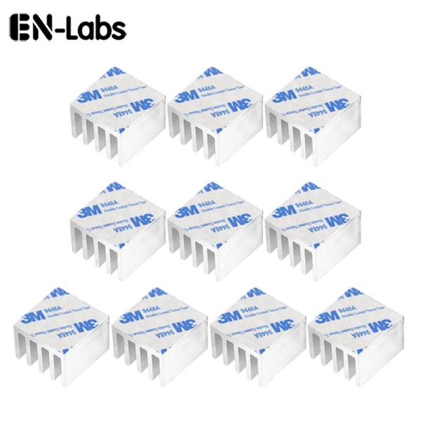 En-Labs 10pcs Aluminum Heatsink 14*14*10mm Electronic Chip Radiator Cooler w 3M9448A Thermal Double Sided Adhesive Tape