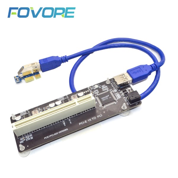 PCI E PCI-E PCI Express X1 to PCI Riser Card Bus Card High Efficiency Adapter Converter USB 3.0 Cable for Desktop ASM1083 Chip