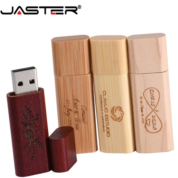 JASTER(free custom logo)Wooden USB flash drive pen driver wood chips pendrive 4GB 8GB 16GB 32GB memory stick wedding Gift