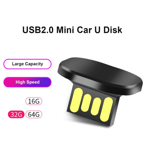 Mini Short Car U Disk Built-in Music Pendrive USB Flash Drive Memory Stick USB2.0 Short UDP Udisk Chip Flash 16GB 32GB 64GB