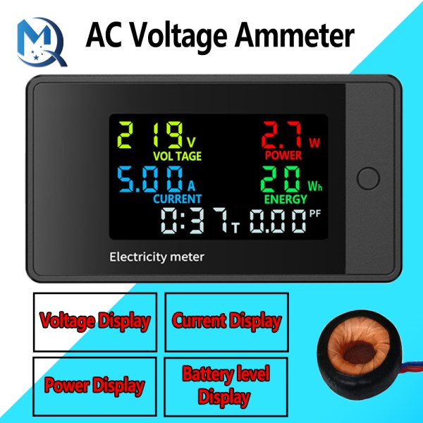 AC Voltmeter AC100-265V 20A 100A Ammeter Power Consumption LED Digital Display Multi-Function Voltmeter Ammeter