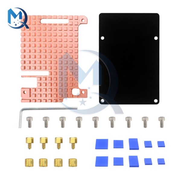 For Raspberry Protective Case Copper Heat Sink Shell Enclosure for Raspberry Pi 4B Radiator Send Thermal Glue Installation Tool
