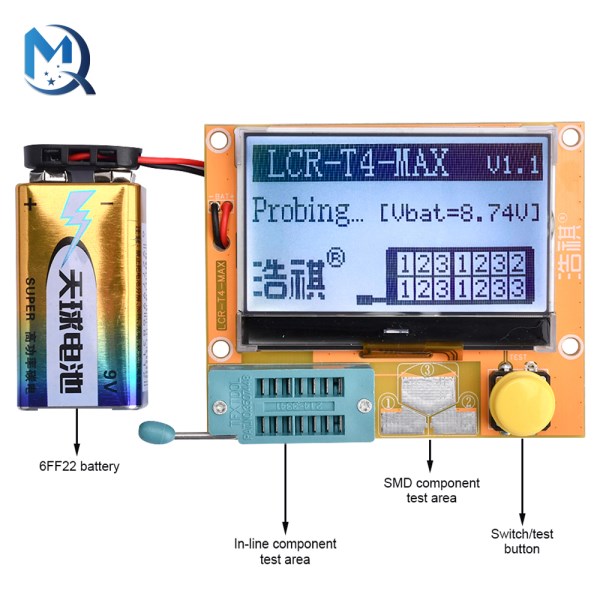 High Quality Brand New LCR-T4 ESR Meter Transistor Tester Diode Triode Capacitance SCR Inductance DC 9V 2.7 inch 12864LCD