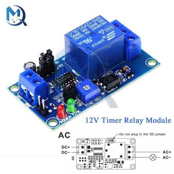 DC 12V Time Relay Module Normal Open Time Delay Relay Timing Timer Relay Control Switch Adjustable Potentiometer LED Indicator
