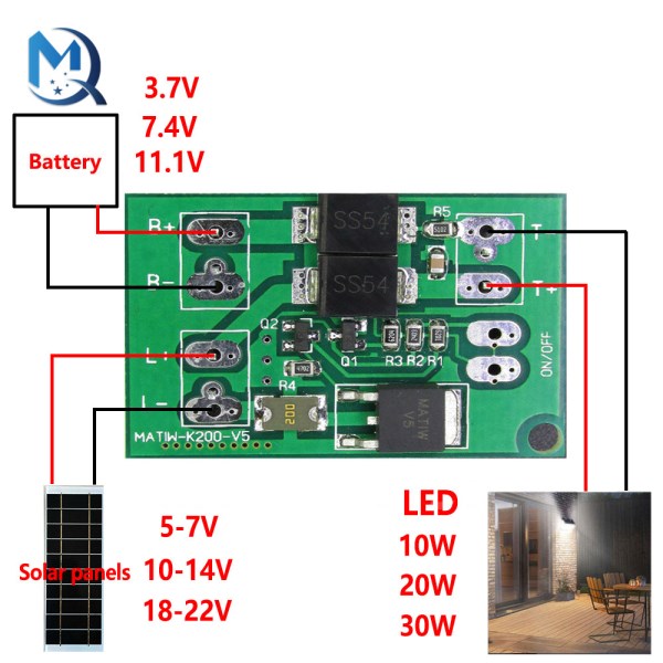 Automatic Solar Panel Battery Charger Board Night Light LED Lamp Control Switch Garden Street light 3.7V 7.4V 11.1V Module
