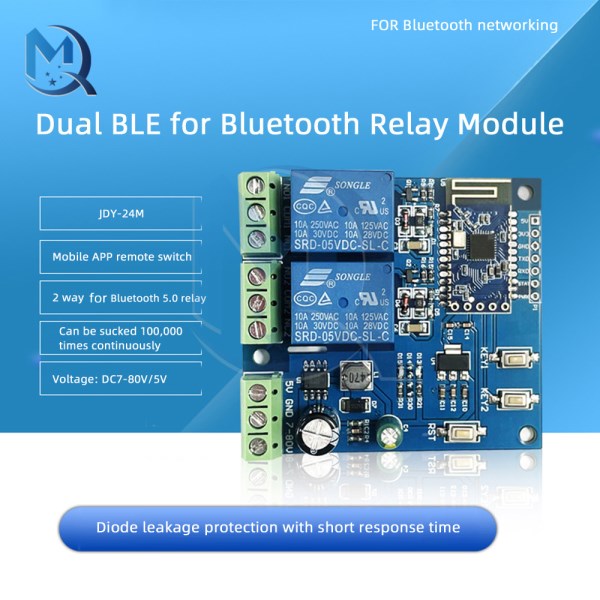 DC7-80V 1CH 2Channel BLE Relay Module Onboard JDY-24M With Diode Effusion Protection Single Relay Board Support for MESH