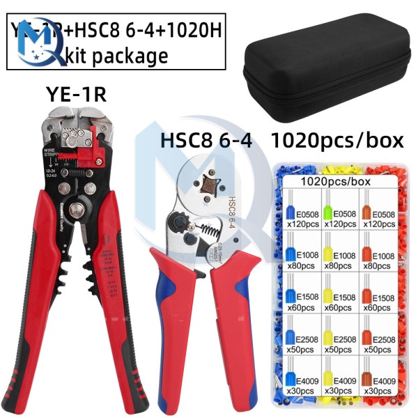 YE-1R HSC8 6-46-6 Crimping Tool Kit Wire Stripper CrimpingClamping Port Multifunctional Fixture Tool Terminal Set