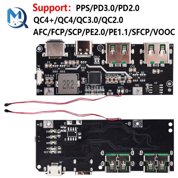 Type-C USB QC4.0 QC3.0 LED Dual USB 5V 4.5A 22.5W MicroMobile Power Bank 18650 Charging Module Temperature Circuit Protection