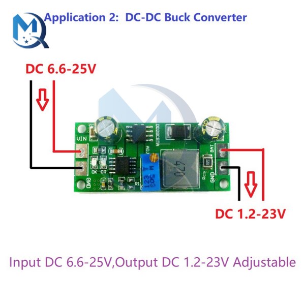 3.7-18.5V Step Down Buck Converter Lithium Battery Charger Module DC 6.6-25V to 1.2-23V for LiFePO4 Lithium Titanate Battery