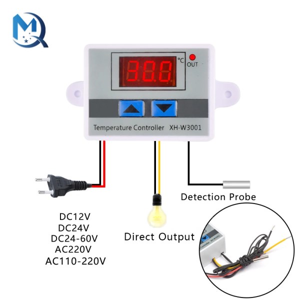 W3002 12V24V110V 220V LED Digital Temperature Controller Thermostat Thermoregulator Sensor Meter Fridge Water Heating Cooling