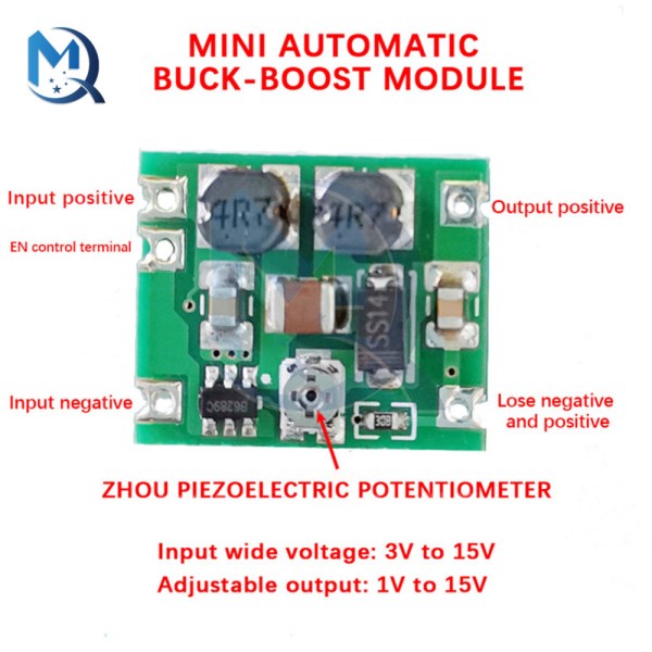 DC3V-15V Mini Automatic Buck-Boost Regulator Module Stabilized Power Supply Module DC-DC Automatic Voltage Regulator Board
