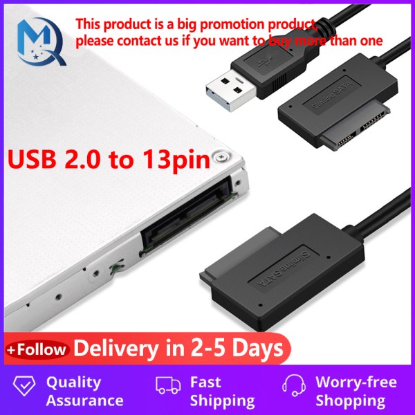 USB 2.0 Adapter Converter Cable Mini Sata II Computer Cables Connectors Notebook CD DVD ROM Drive 13 Pin 0.35m Sata Usb 2.0