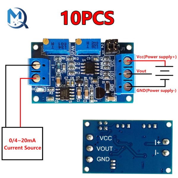1-10Pcs 0 to 20mA40mA to 0-3.3V 0-5V 0-10V Current to Voltage Converter Signal Conversion Module 0-20mA 4-20mA IV Transmitter