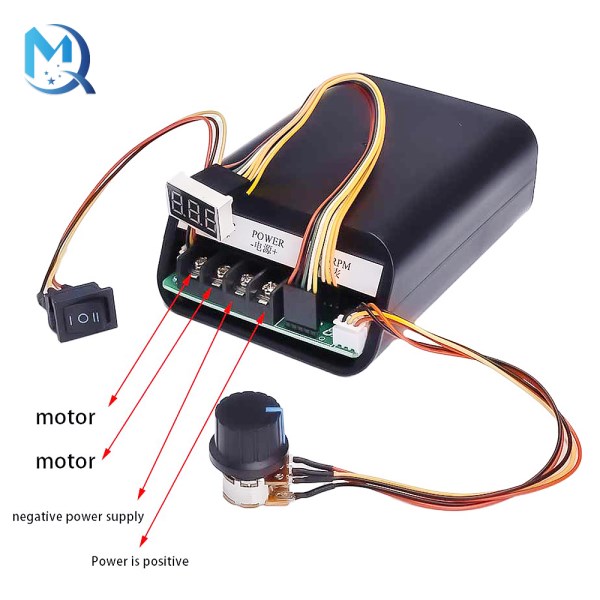 DC10V~55V 60A PWM dc motor speed controller CW CCW digital display 0~100% adjustable drive module Input 10V~55V