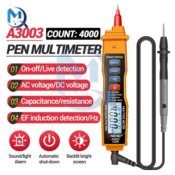 A3003 Digital Multimeter Pen Type Meter ACDC 0-600V High Precision Universal Meter Resistance Capacitance Handheld Tester