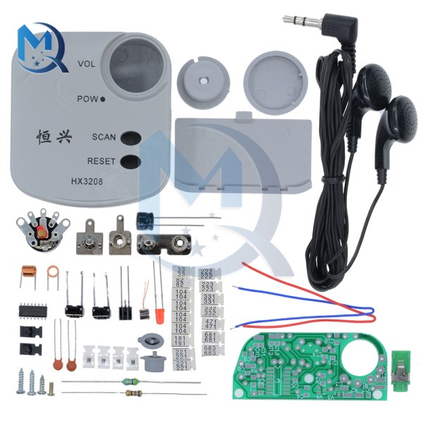 1.8V-3.5V FM Frequency Modulation Radio HX3208 FM Micro SMD Radio DIY Kits Electronic Production Training Suite with Earphones