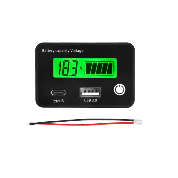 USB Type-C Lead Acid Lithium Battery Charge Capacity Indicator DC8-30V Car Motorcycle Digital Voltmeter Voltage Tester Meter Too