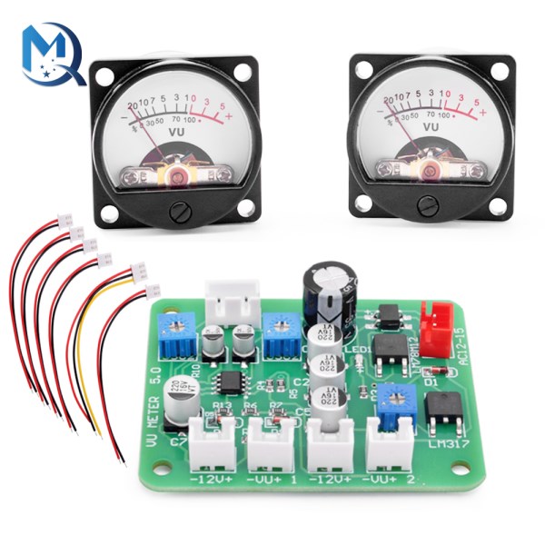 2pcs 35mm VU Meter Stereo Audio Level Indicator Audio Meter Backlight Adjustable + Driver Board For HiFi Amplifier
