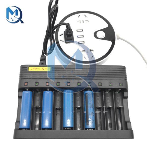18650 Rechargeable Li-Ion Battery Charger 10 Slot USB Multi-function Lithium Battery Charger for 16340 14500 18650 18500 Cell