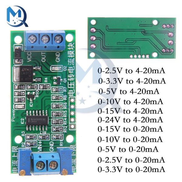 Voltage Current Signal Converter Transmitter 0-2.5V 0-3.3V 0-5V 0-10V 0-15V 0-24V to 0 -20mA4 -20mA Voltage To Current Module