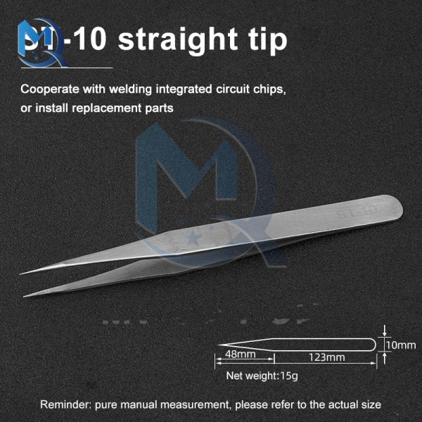 Hardened Stainless Steel Anti-Static Tweezers Industrial-Grade Parts Clips Curved Straight Tweezers Repair Maintenance Tools