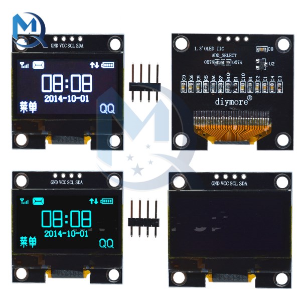 4 Pin 1.3 inch OLED Screen Board Liquid Crystal Display Module IIC I2C Interface Communicate Serial Module 128X64 Resolution