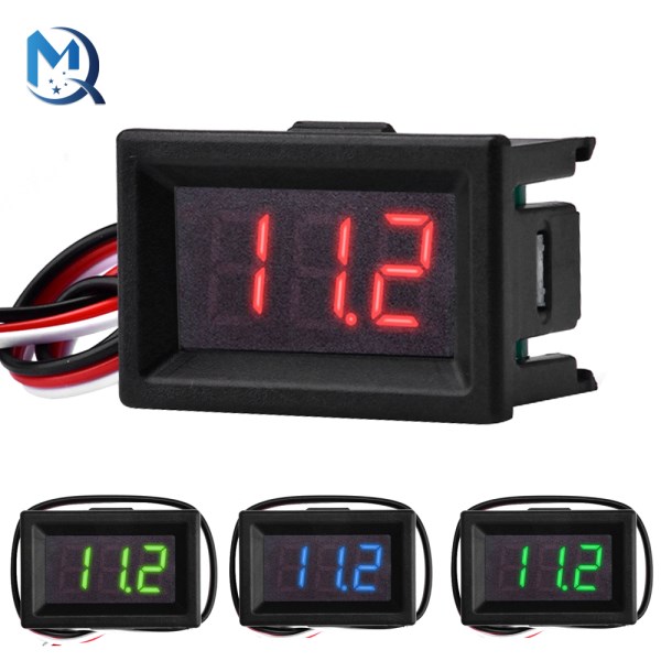 DC 0-30V Digital Car Voltmeter Automotive Voltage Meter 0.36 inch RedBlueGreen Motorcycle Vehicle LED Display Voltage Tester