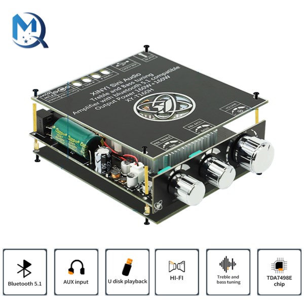 160W*2 High-Bass Adjustment Bluetooth Audio Module Stereo Headphone Amplifier Board Two-Channel TDA7498E T160H