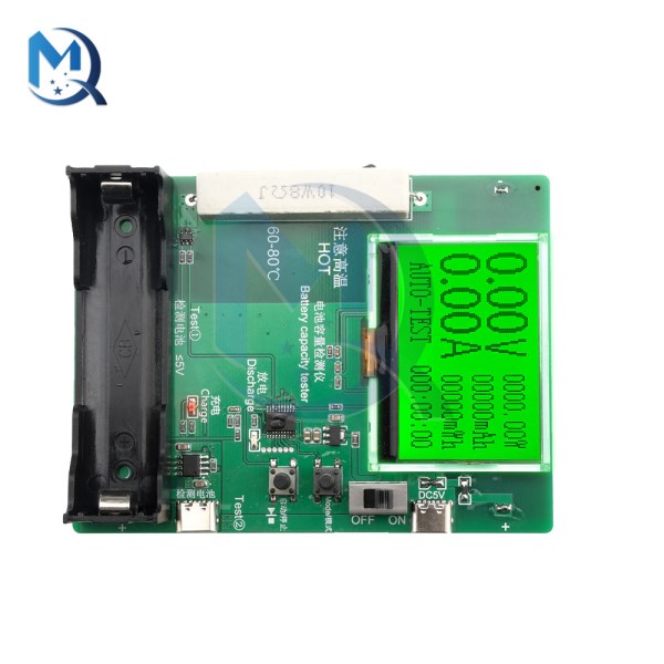 5V Battery Capacity Tester LCD Display 18650 Lithium Battery Capacity Tester Board 128*64px LED Type-C Charging Port