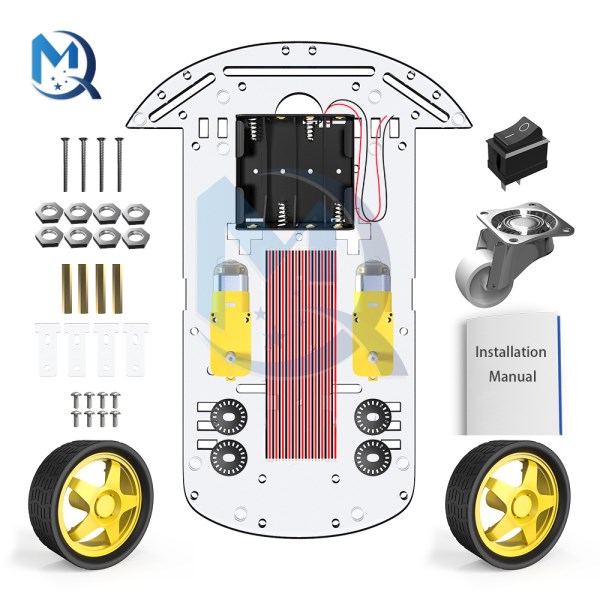 Smart Robot Car 2WD Motor Chassis Tracing Remote Control Two-wheel Drive Three-wheel Universal Wheel Parts For Arduino Diy Kit