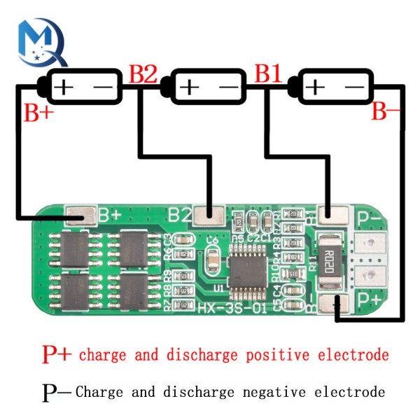 BMS 3S 12.6V 18650 10A 18650 Li-ion Lithium Battery Charger Protection Board Circuit Board 12.6V-13V Electric Battery Charging