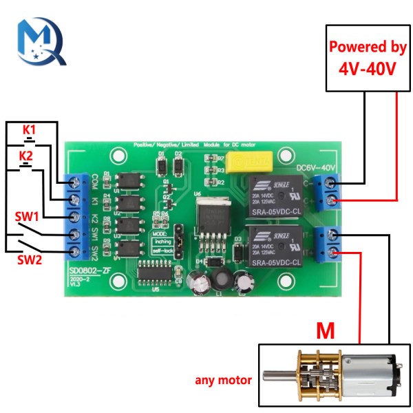 DC 6V 12V 24V DC Motor Forward and Reverse Controller 20A High Current with Limit Relay Driver Lifting Control Board