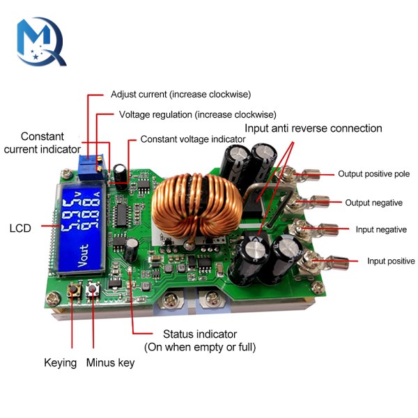 20A DC DC Converter Voltage meter Adjustable CC CV Step down 7V-50V to 0-36v Regulated power supply battery charging