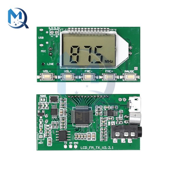 DC 3-5V FM Transmitter Module Wireless Microphone DSP FM PLL Technique LCD Display with Wireless Microphone Audio Transmitting