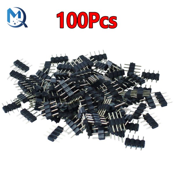 100pcslot 4 Pin RGB Connector Adapter pin needle male type double 4pin,For RGB 5050 3528 LED Strip DIY lights insert