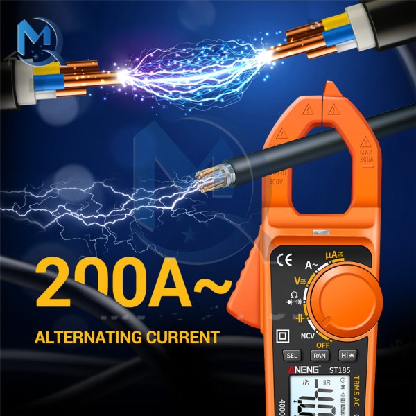 ST185 Digital Clamp Meter DC Burn-proof Multimeter 4000 Count 200A High Precision Current Multimeter LCD Backlight Bright Screen