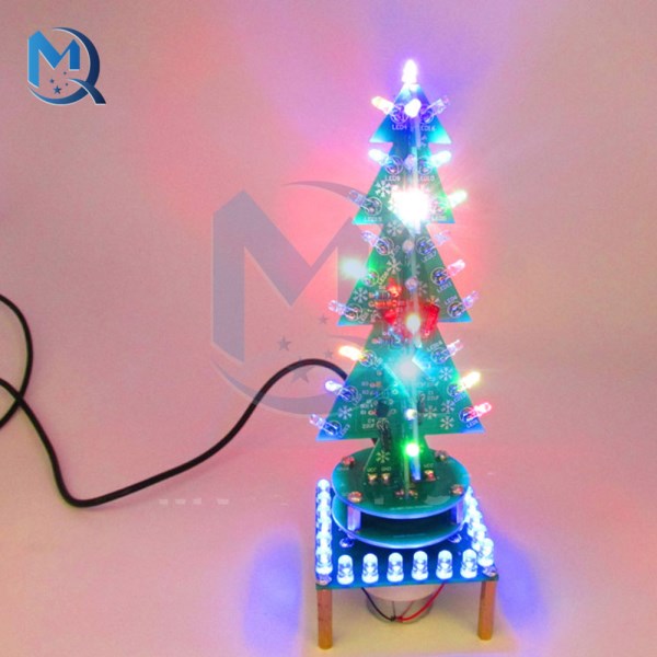3D Festival Decoration Rotating Colorful Music Christmas Tree LED Water Lamp + Breathing Light Parts DIY Kit Holiday Decor
