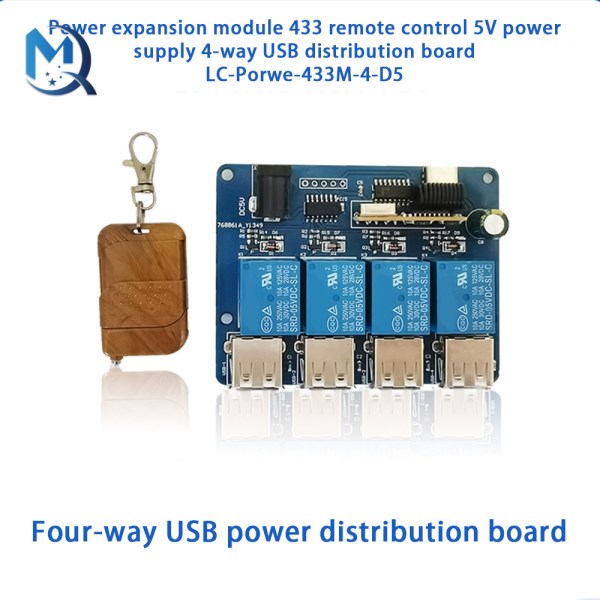 Power Expansion Module 433 Remote Control 5V Power Supply 4-Way USB Distribution Board Power Supply Hub