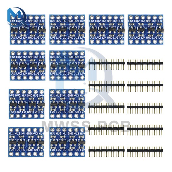 10Pcs 4 Channel IIC I2C Logic Level Converter Bi-Directional Module Interface 5V To 3.3V Transformation With Pins For Arduino