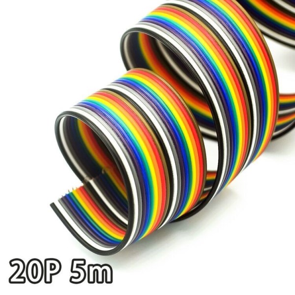 5meterslot Ribbon Cable 10 WAY Flat Color Rainbow Ribbon Cable Rainbow Wire 20P 1.27MM pitch For PCB Diy
