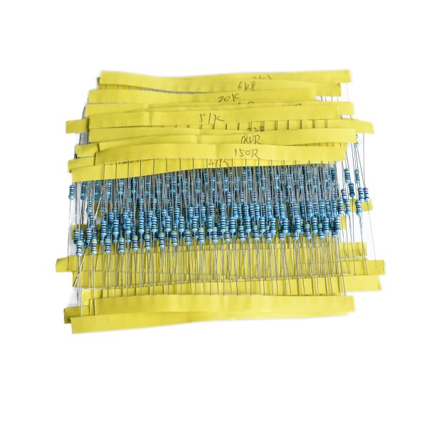 600pcsset 30 Kinds 14W Resistance 1% Metal Film Resistor Pack Assorted Kit 1K 10K 100K 220ohm 1M Resistors 300pcsset